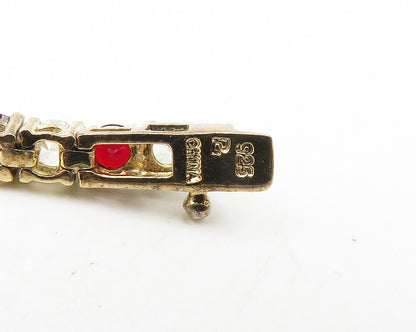 925 Sterling Silver  Cubic Zirconia & Garnet Gold Plated Chain Bracelet BT7375