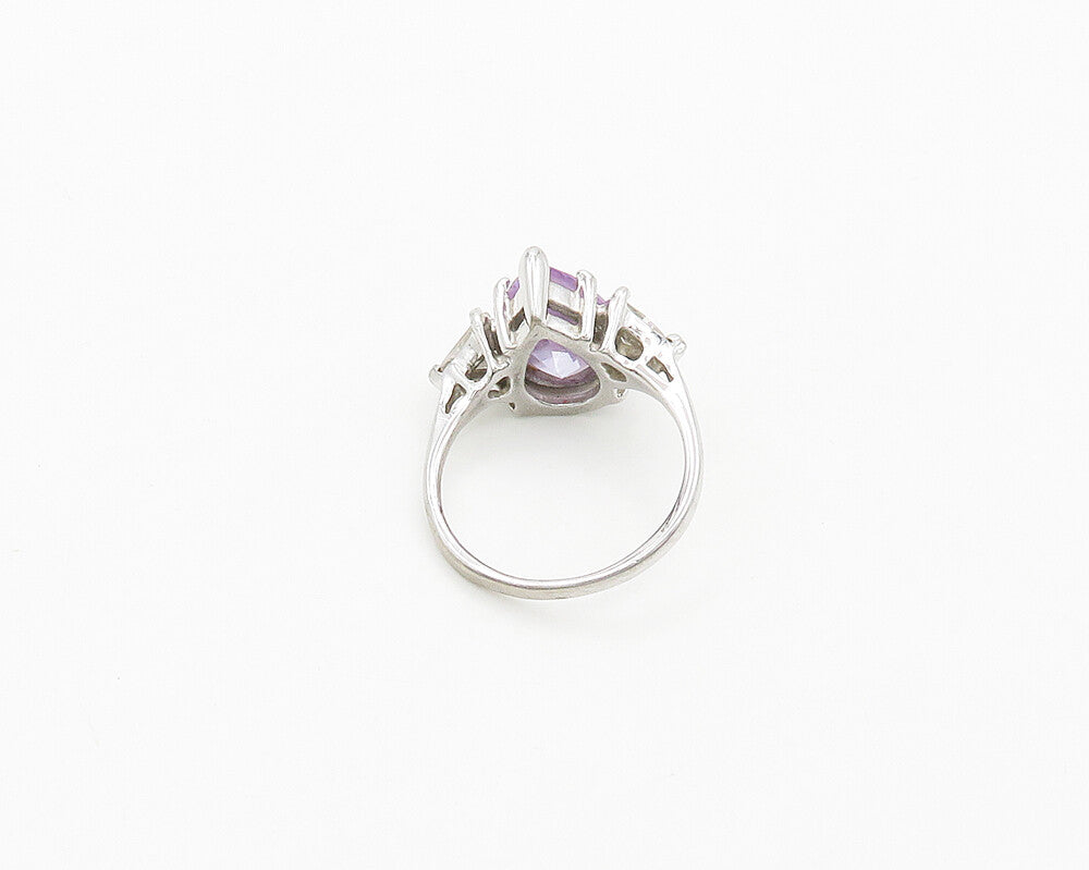 UNCAS 925 Silver  Vintage Purple Cubic Zirconia Cocktail Ring Sz 8  RG19504