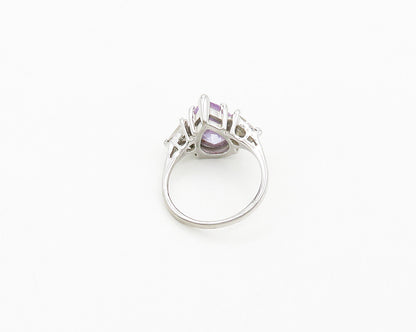 UNCAS 925 Silver  Vintage Purple Cubic Zirconia Cocktail Ring Sz 8  RG19504