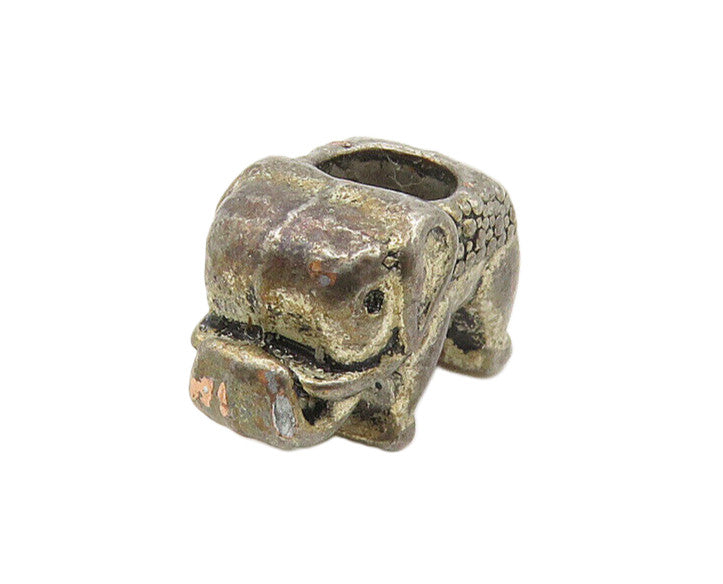 925 Sterling Silver  Vintage Petite Dark Tone Elephant Bead Pendant  PT13834