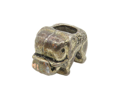 925 Sterling Silver  Vintage Petite Dark Tone Elephant Bead Pendant  PT13834
