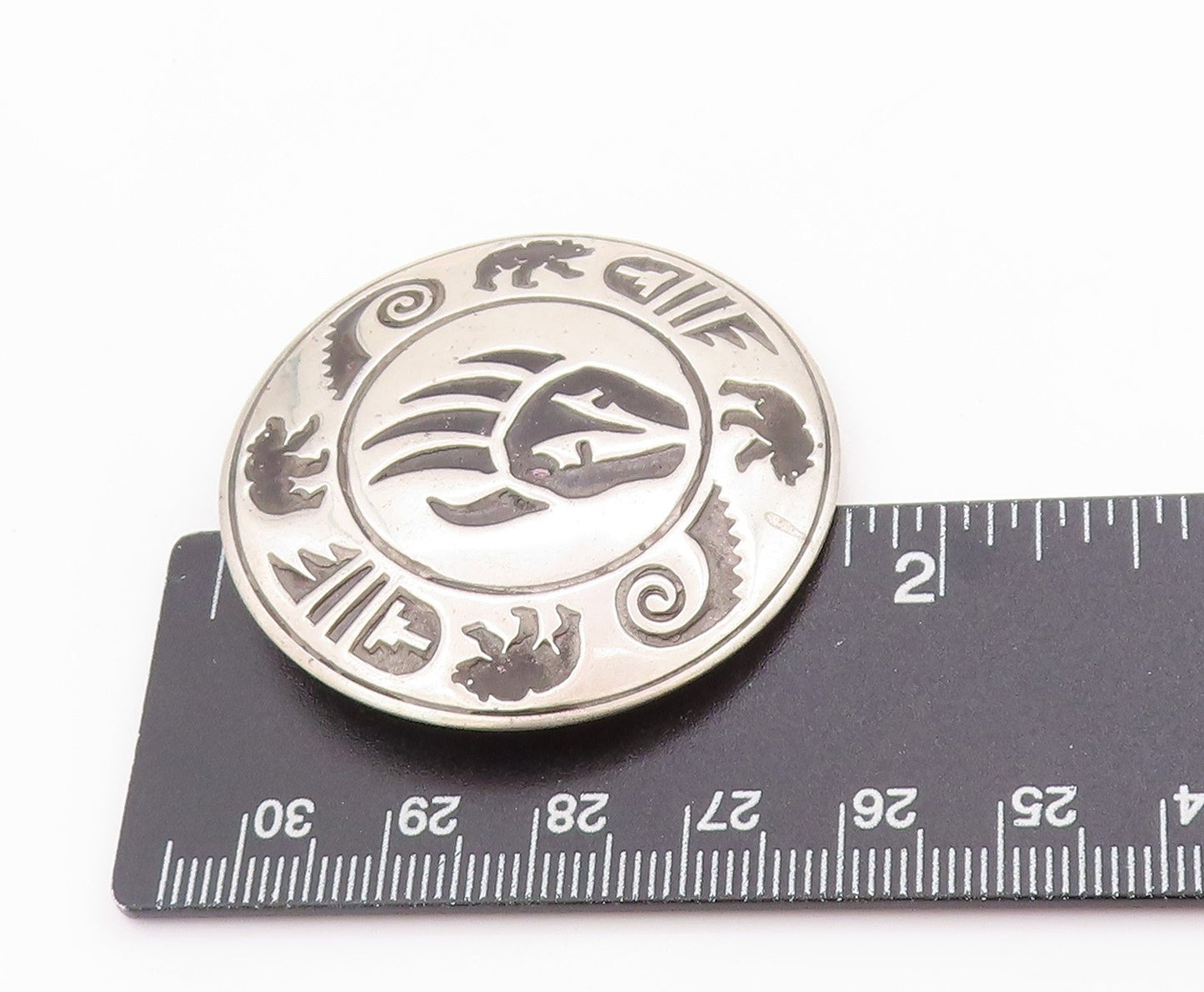 925 Sterling Silver Vintage Brooch NAVAJO Bear Paw Strength Motif Design BP11812