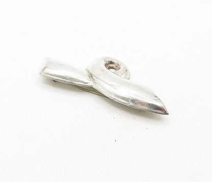 MEXICO 925 Sterling Silver  Vintage Swirled Ribbon Motif Brooch Pin  BP1470