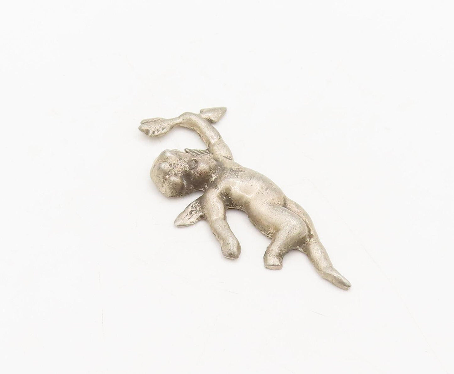 925 Sterling Silver  Vintage Solid Carved Flying Angels With Arrow   TR3650