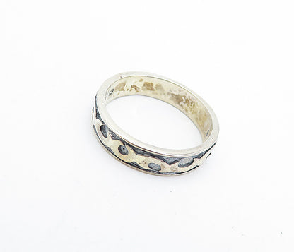 925 Sterling Silver  Vintage Dark Tone Swirl Pattern Band Ring Sz 8  RG4052