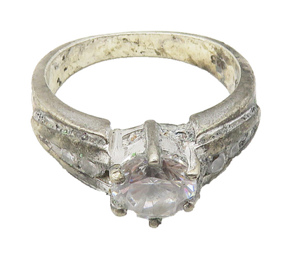 925 Sterling Silver  Vintage Cubic Zirconia Solitaire Accent Ring Sz 7 RG10347