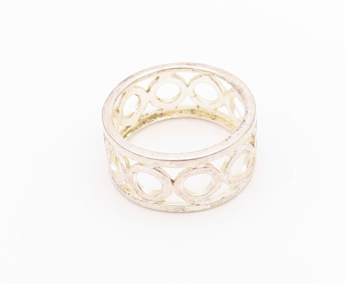 925 Sterling Silver Vintage Ring Minimalist Cutout Rings Band  Sz 8  RG33260