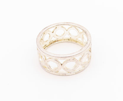 925 Sterling Silver Vintage Ring Minimalist Cutout Rings Band  Sz 8  RG33260