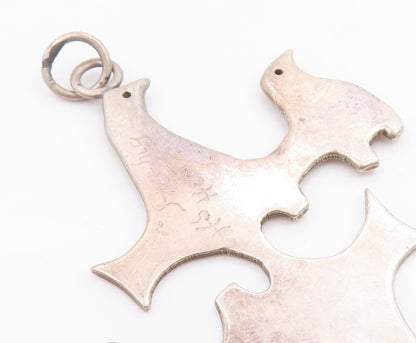 925 Sterling Silver Vintage Pendant HOPER Minimalist Celtic Dove Cutout  PT26297