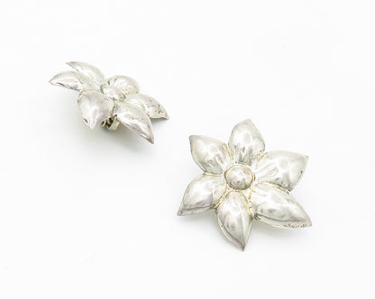 925 Sterling Silver  Vintage Flower Motif Non Pierce Drop Earrings  EG7189