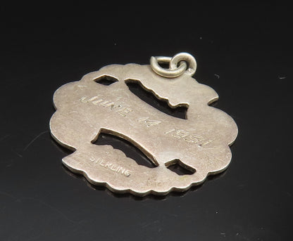 925 Sterling Silver  Vintage Antique Leaf Wreath Flat Pendant  PT20460
