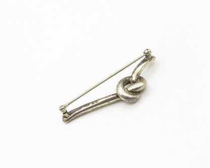 BY 925 Sterling Silver  Vintage Modernist Pretzel Tied Knot Brooch Pin  BP6683