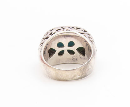 925 Sterling Silver Vintage Ring Oval Turquoise Open Scrollwork  Sz 7  RG34665