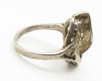 925 Sterling Silver  Vintage Dark Tone Diamond Cut Band Ring Sz 6  RG11424