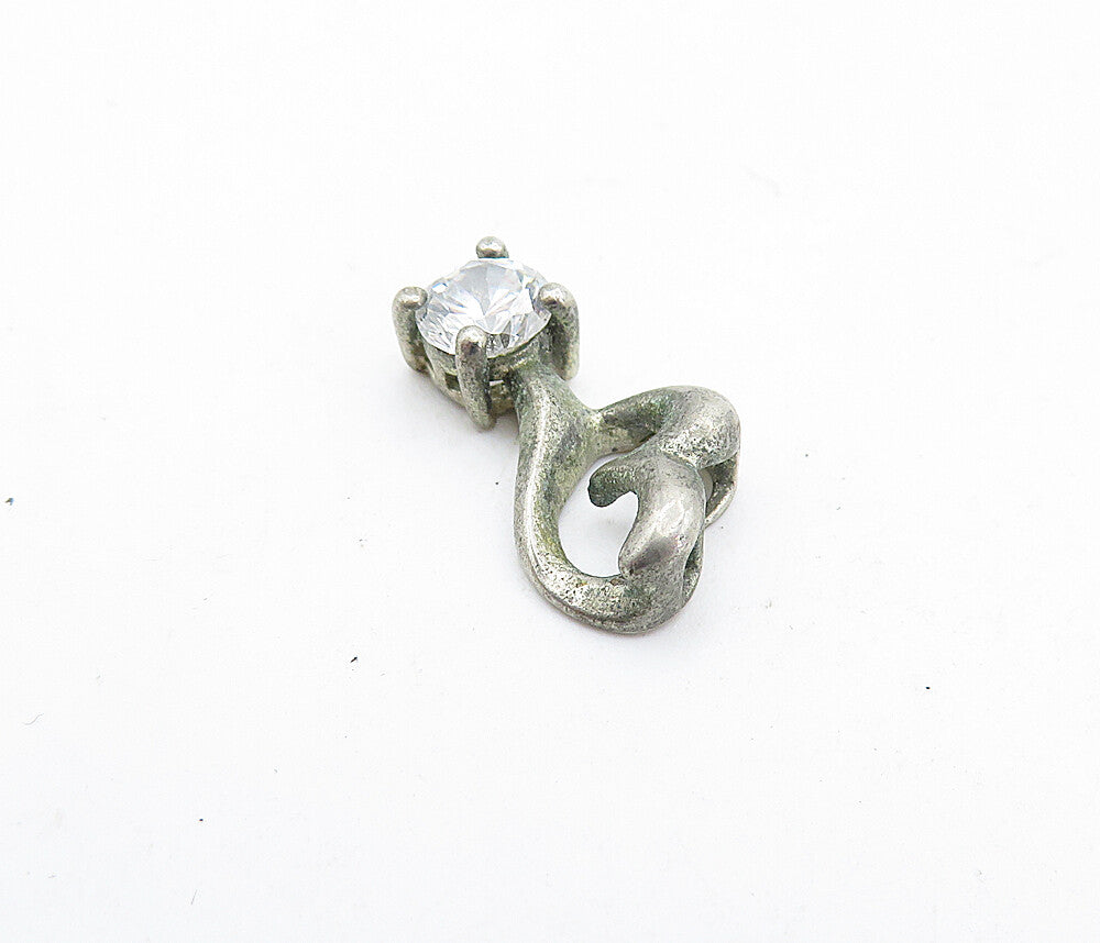 925 Sterling Silver  Vintage Petite Cubic Zirconia Love Heart Pendant  PT3956