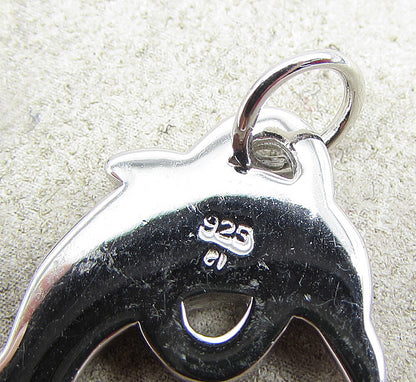 925 Sterling Silver  Enamel Hoop Jumping Dolphin Charm Pendant  PT1440