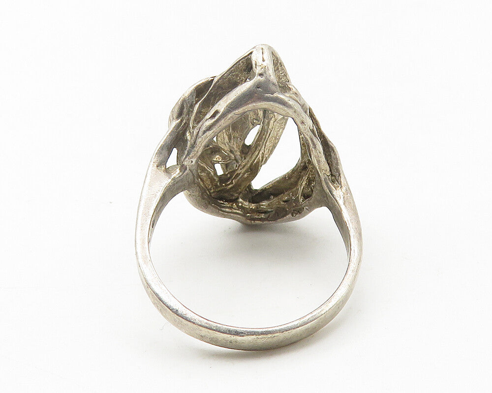 925 Sterling Silver  Vintage Dark Tone Diamond Cut Band Ring Sz 6  RG11424