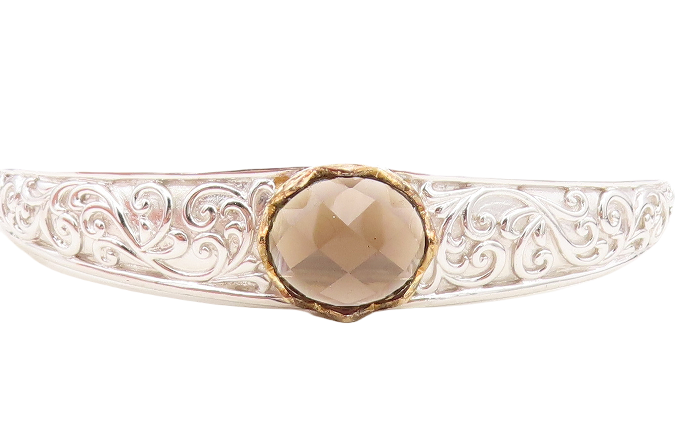 ROSS SIMON 925 Silver   Smoky Topaz Baroque Swirl Bangle Bracelet  BT3251