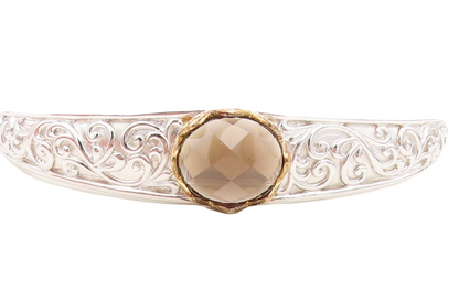 ROSS SIMON 925 Silver   Smoky Topaz Baroque Swirl Bangle Bracelet  BT3251