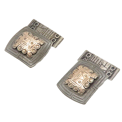 925 Sterling Silver & 18K GOLD  Vintage Two Tone Warrior Cufflinks  TR2633