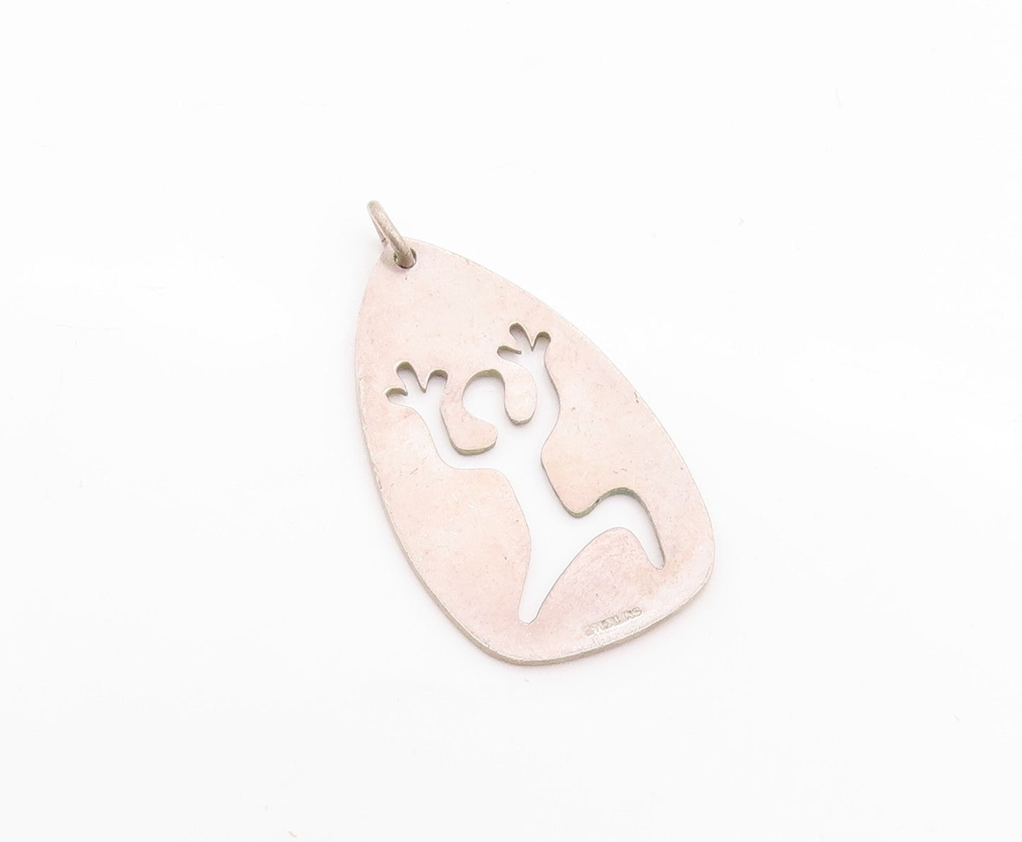 925 Sterling Silver Vintage Pendant Minimalistic Running Human Cutout PT24685