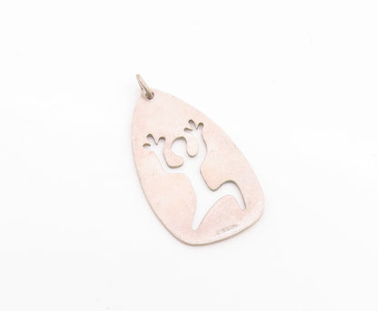 925 Sterling Silver Vintage Pendant Minimalistic Running Human Cutout PT24685