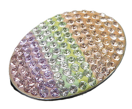 SWAROVSKI 925 Silver Vintage Shiny Multi Color Crystal Oval Pendant PT17354