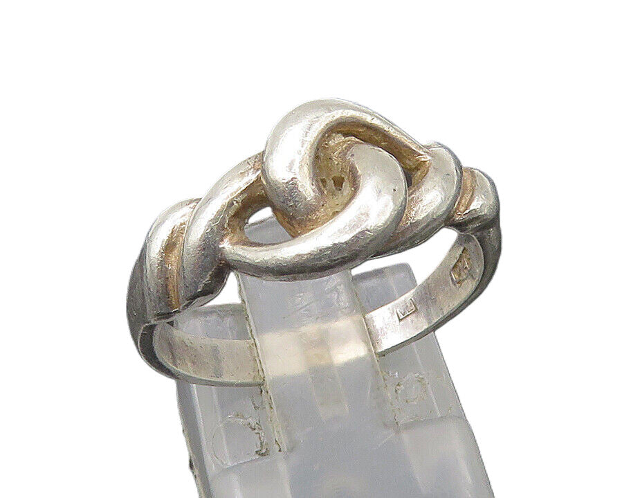 925 Sterling Silver Vintage Shiny Interlocking Loops Band Ring Sz 8 RG22380