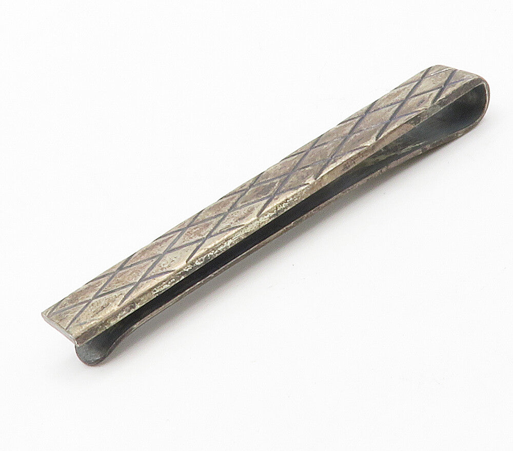 E&M DENMARK 925 Sterling Silver  Vintage Dark Tone Etched Tie Clip  TR2115