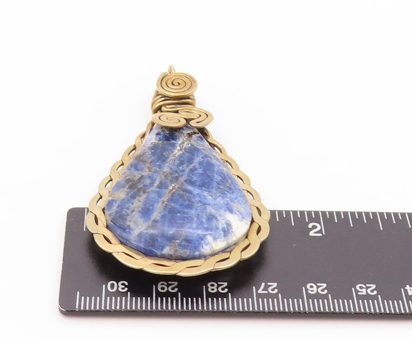 925 Sterling Silver Vintage Pendant Gold Plated Sodalite Metalwork Bulb  PT24087
