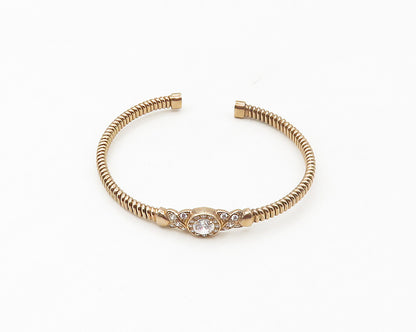 925 Sterling Silver  Sparkling Cubic Zirconia Gold Plated Cuff Bracelet BT6861