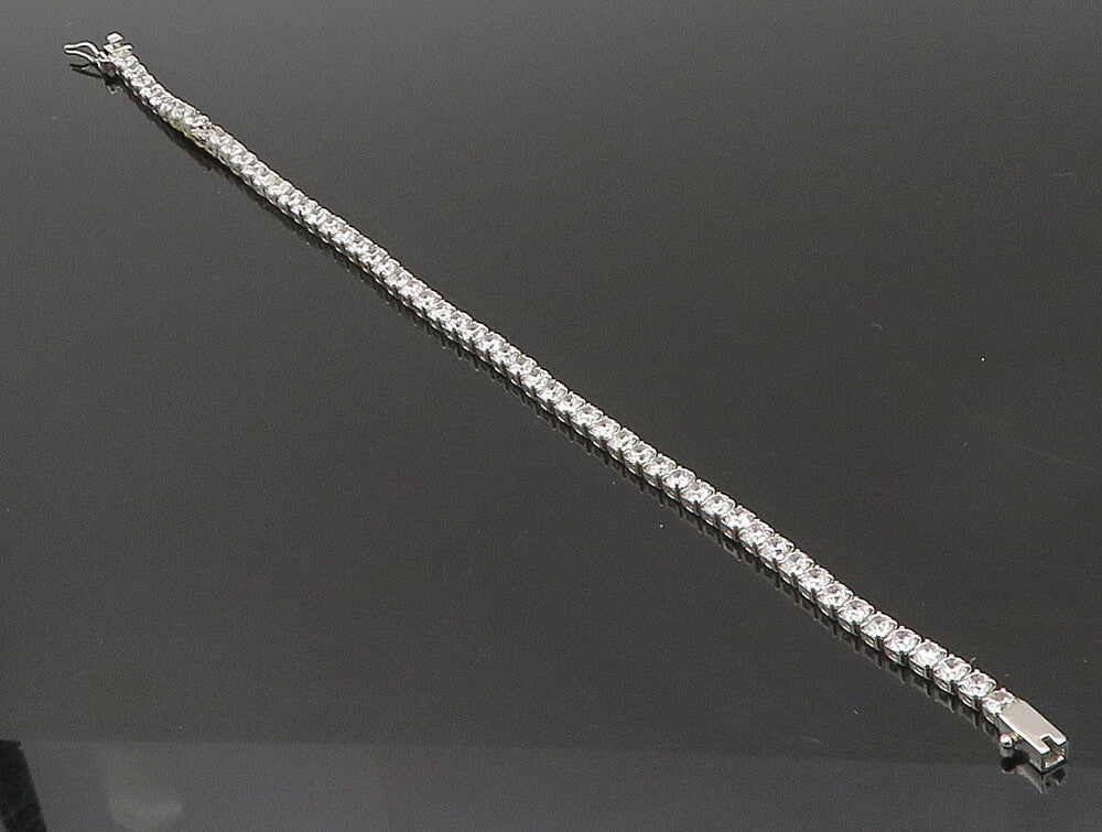925 Sterling Silver  Round Cut White Cubic Zirconia Tennis Bracelet  BT1112