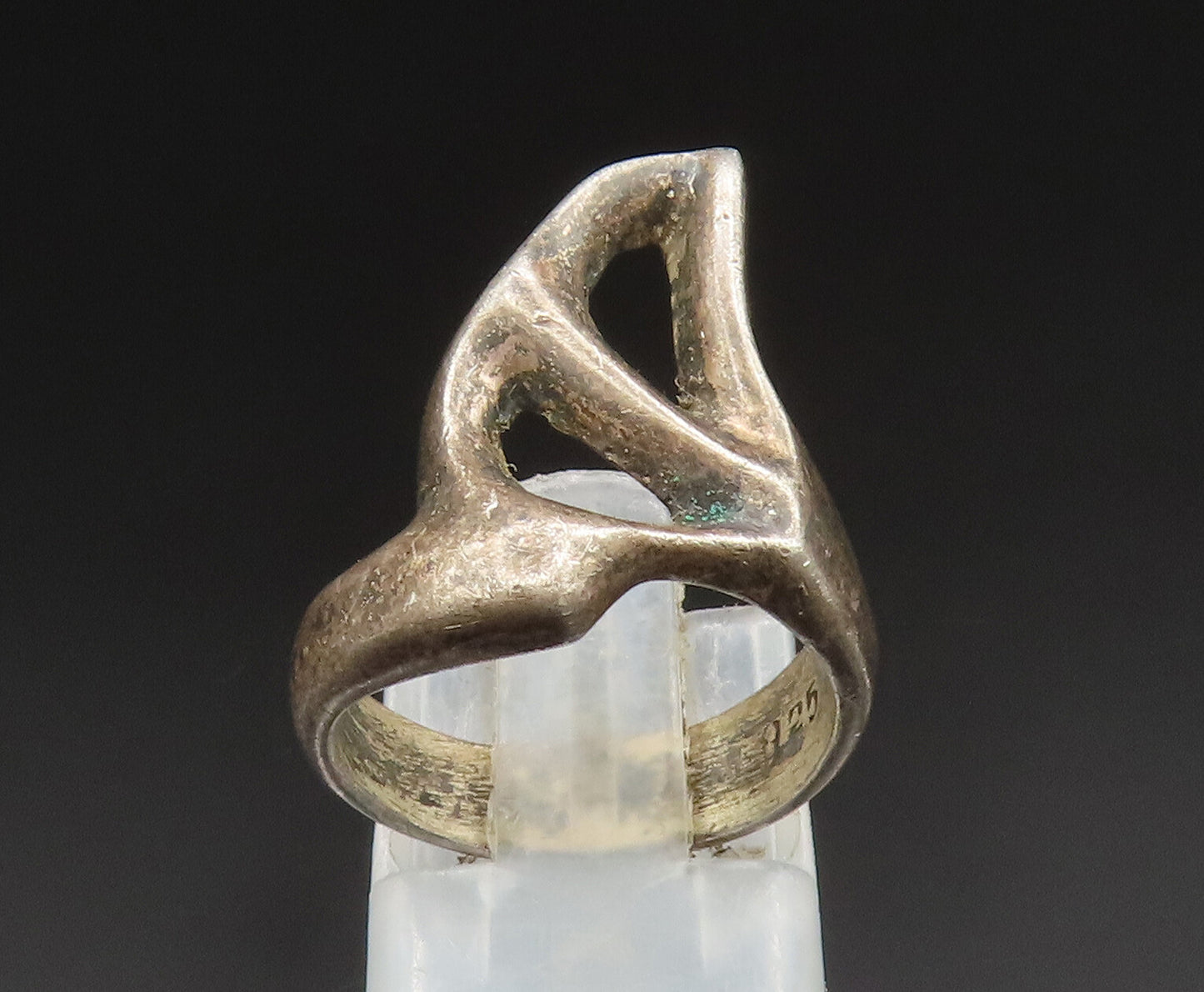 MEXICO 925 Silver  Vintage Open Modernist Pointed Abstract Ring Sz 6  RG24745