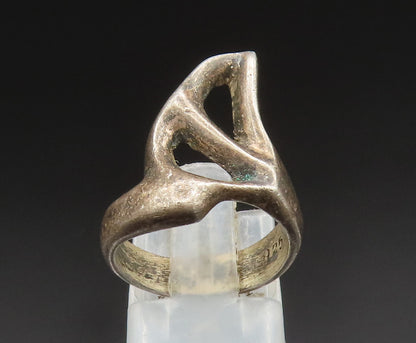 MEXICO 925 Silver  Vintage Open Modernist Pointed Abstract Ring Sz 6  RG24745
