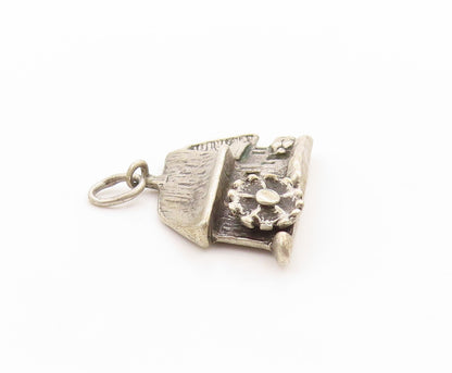 925 Sterling Silver Vintage Pendant Black Forest Mill House Charm MOVES  PT25014