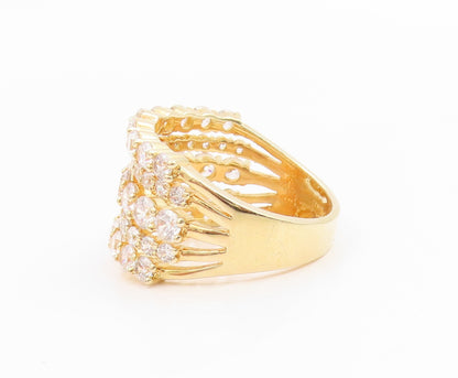 925 Sterling Silver Vintage Ring Gold Plated CZ Multi Row Band  Sz 10.5  RG35888