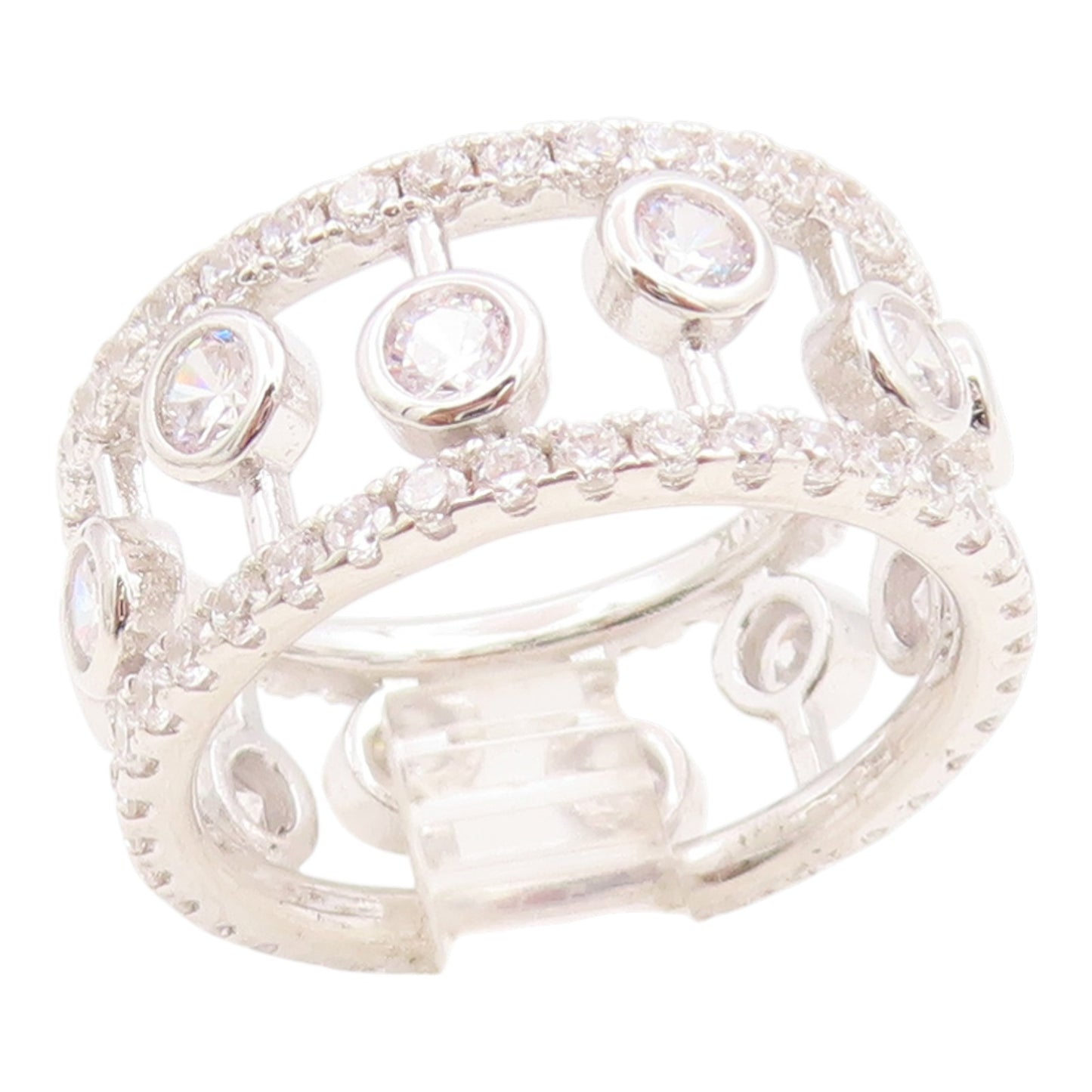 925 Sterling Silver Vintage Ring Topaz Openwork Eternity Band  Sz 7  RG35765