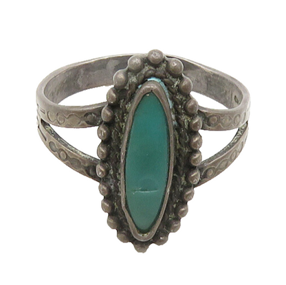 SOUTHWESTERN 925 Silver Vintage Turquoise Split Cocktail Ring Sz 7.5 RG18714