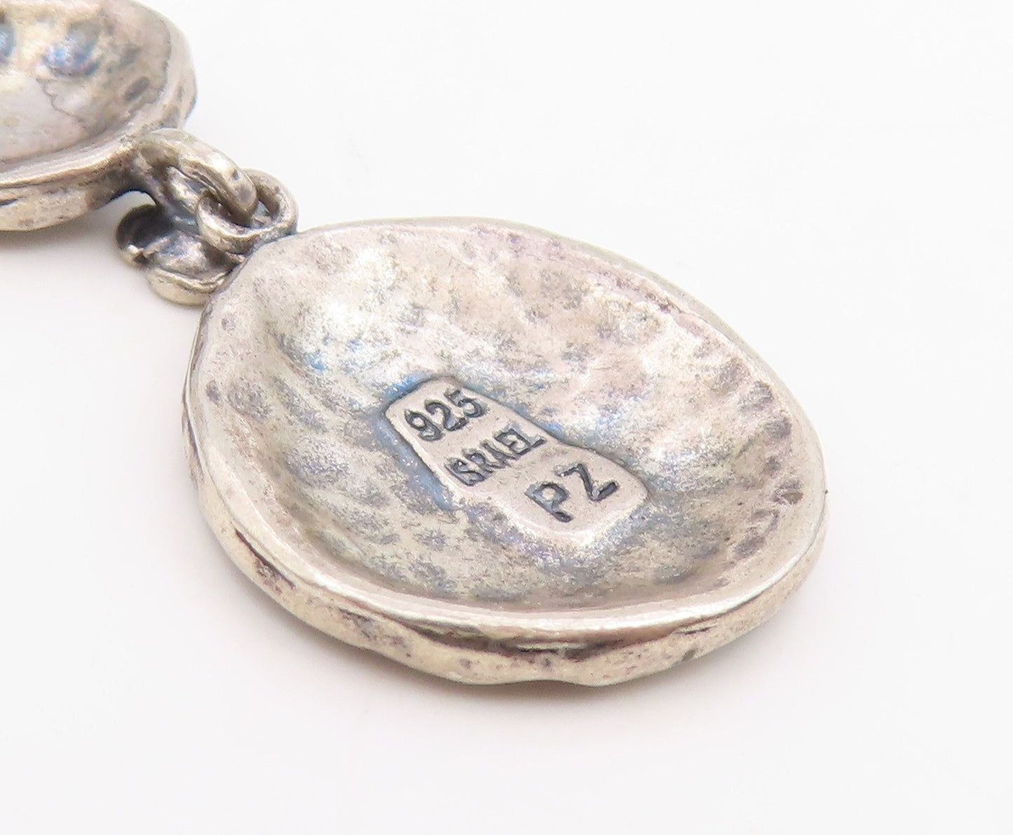 925 Sterling Silver Vintage Earrings OR PAZ ISRAEL Double Disc Dangle  EG14114
