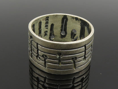 925 Sterling Silver  Vintage Open Musical Notes Band Ring Sz 7  RG24629