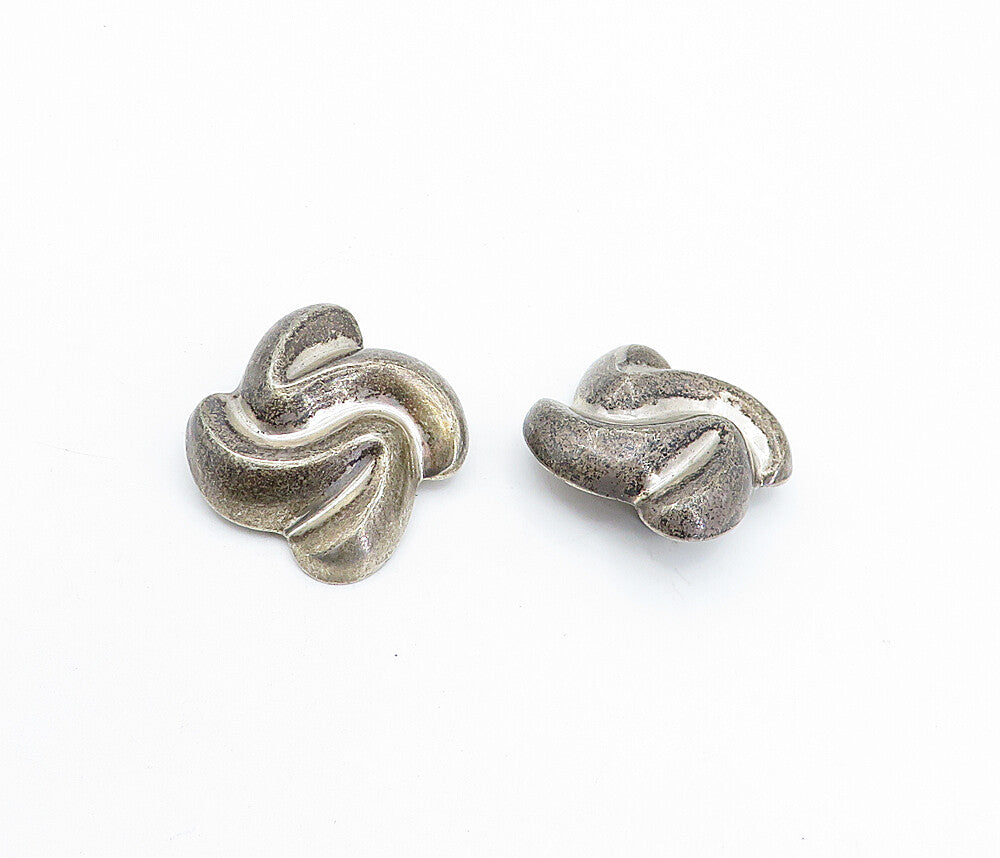 MEXICO 925 Silver  Vintage Dark Tone Swirl Non Pierce Clip On Earrings  EG2231