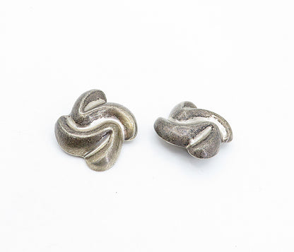 MEXICO 925 Silver  Vintage Dark Tone Swirl Non Pierce Clip On Earrings  EG2231