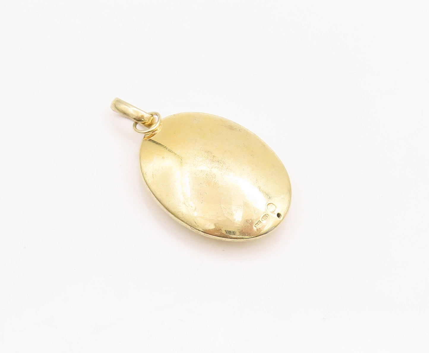 925 Sterling Silver Vintage Pendant Oval Rough Finish Gold Plated  PT23279