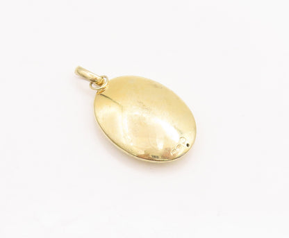 925 Sterling Silver Vintage Pendant Oval Rough Finish Gold Plated  PT23279