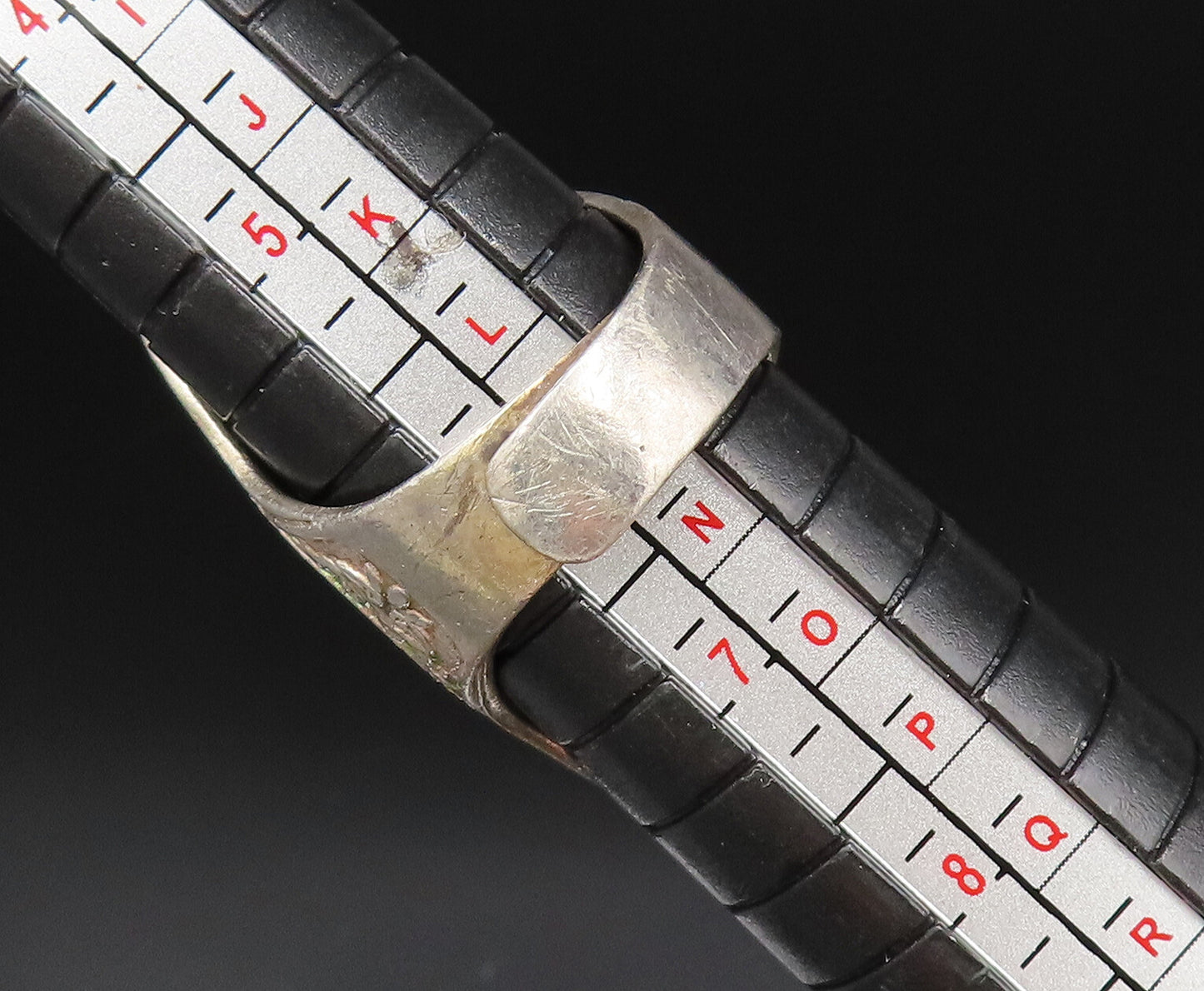 CHINESE 925 Silver  Vintage Enamel Carved Man With Robe Ring Sz 6  RG25816