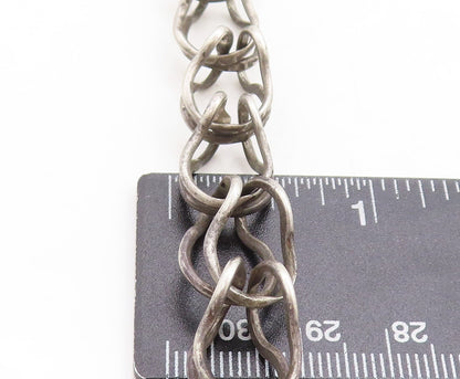 Solid Silver Vintage Antique Oxidized Pattern Designer Chain Necklace NE1204