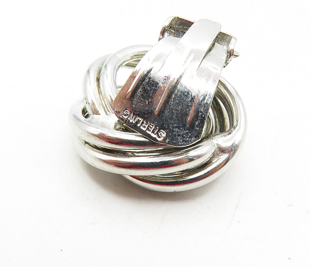925 Sterling Silver  Vintage Shiny Spiral Knot Non Pierce Earrings  EG4734
