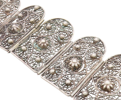 925 Sterling Silver Vintage Bracelet Antique Floral Filigree Work  BT11331