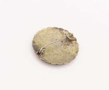 925 Sterling Silver Vintage Brooch Pin Circular Etched Symmetric Pattern BP11083