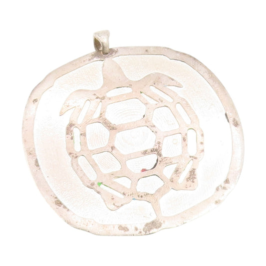 925 Sterling Silver Vintage Pendant Geometric Honeycomb Turtle Design  PT25194